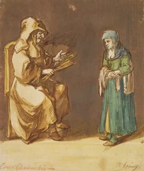 Broeder Cornelis vermomd als non en een boetvaardige vrouw